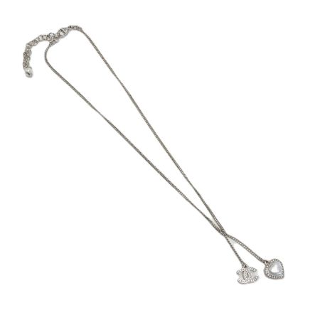  CHANEL シャネル ココマーク ハート ネックレス B23B シルバー ラインストーン フェイクパール
