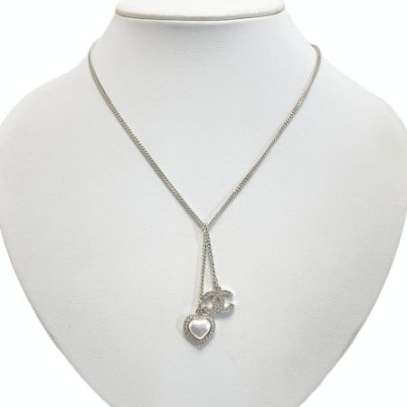  CHANEL シャネル ココマーク ハート ネックレス B23B シルバー ラインストーン フェイクパール