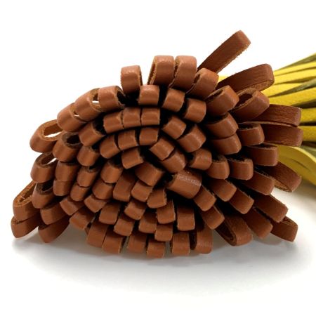  HERMES エルメス カルメン ウノドス ブラウン/イエロー キーホルダー チャーム レディース シルバー金具