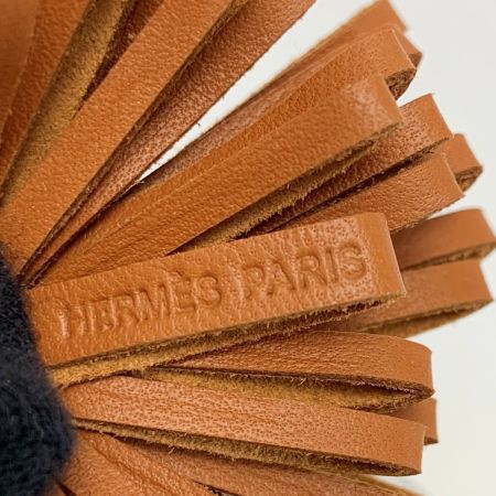  HERMES エルメス カルメン ウノドス ブラウン/イエロー キーホルダー チャーム レディース シルバー金具