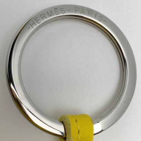  HERMES エルメス カルメン ウノドス ブラウン/イエロー キーホルダー チャーム レディース シルバー金具