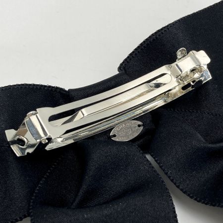  CHANEL シャネル ココマーク リボン バレッタ 22A ブラック ヘアアクセサリー