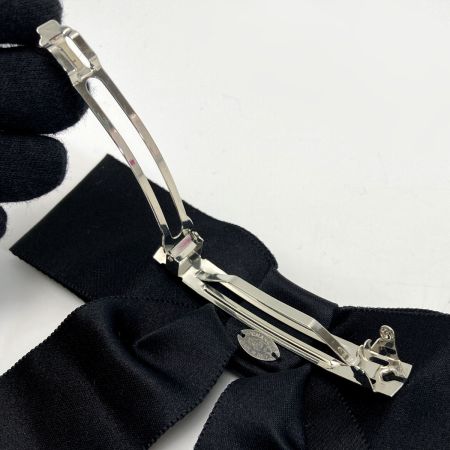  CHANEL シャネル ココマーク リボン バレッタ 22A ブラック ヘアアクセサリー