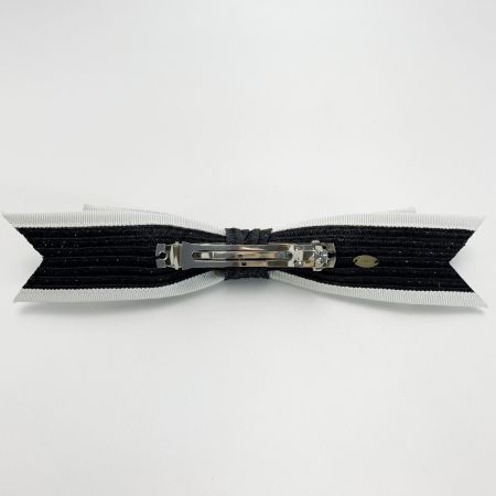  CHANEL シャネル リボン ブラック×ホワイト ヘアアクセサリー バレッタ レディース