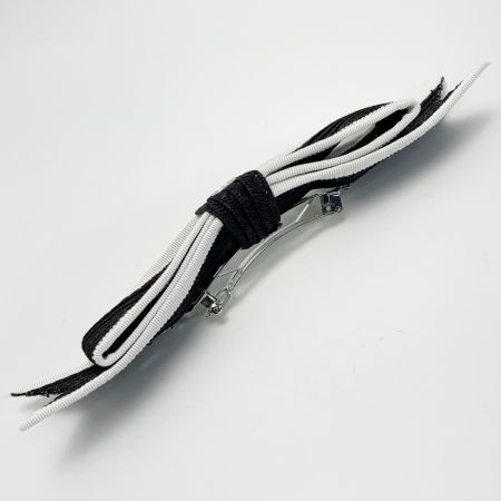  CHANEL シャネル リボン ブラック×ホワイト ヘアアクセサリー バレッタ レディース