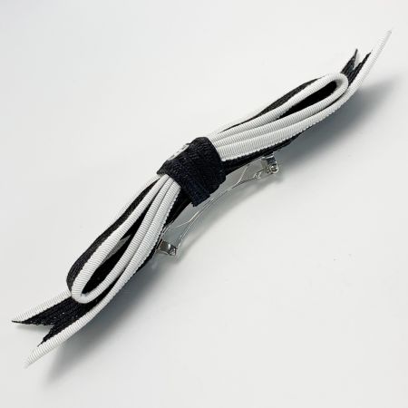  CHANEL シャネル リボン ブラック×ホワイト ヘアアクセサリー バレッタ レディース