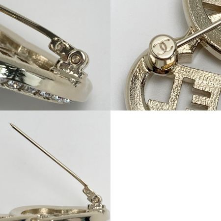  CHANEL シャネル ココマーク ハート チェーン ブローチ ゴールド GP ラインストーン