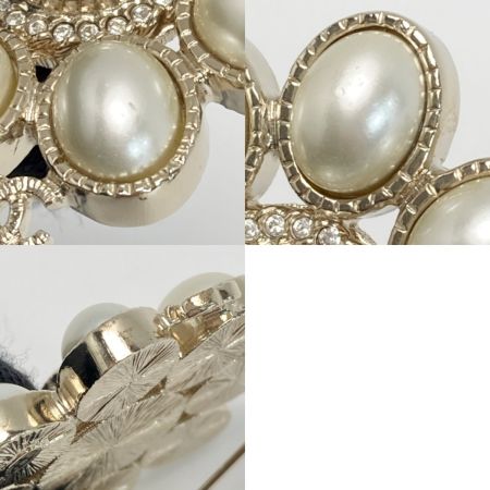  CHANEL シャネル ココマーク フェイクパール ブローチ B21B ゴールド GP ラインストーン