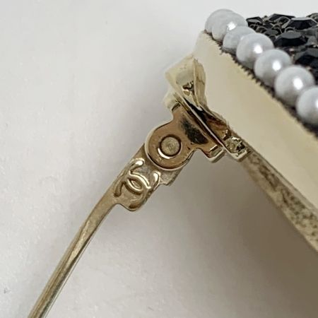  CHANEL シャネル ハート L22B GP×ラインストーン×フェイクパール ブラック  ブローチ