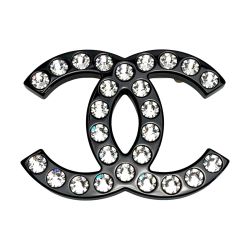 ☆☆ CHANEL シャネル ココマーク ラインストーン ブローチ B21K ブラック レジン Bランク
