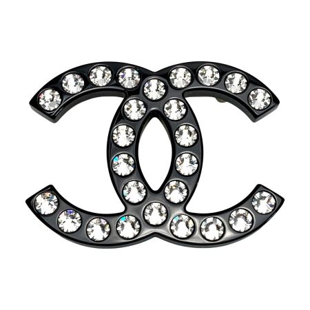  CHANEL シャネル ココマーク ラインストーン ブローチ B21K ブラック レジン