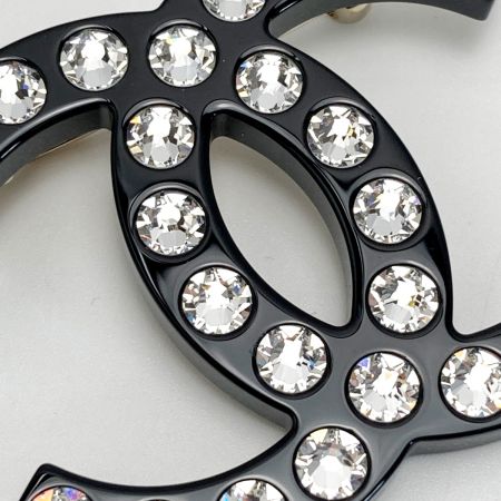  CHANEL シャネル ココマーク ラインストーン ブローチ B21K ブラック レジン