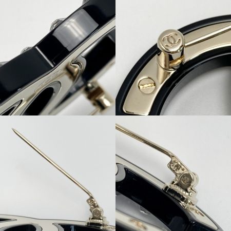  CHANEL シャネル ココマーク ラインストーン ブローチ B21K ブラック レジン
