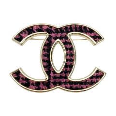 CHANEL シャネル ココマーク ピンク×ブラック ブローチ アクセサリー Bランク
