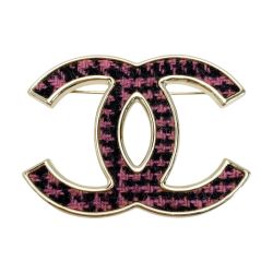 CHANEL シャネル ココマーク ピンク×ブラック ブローチ アクセサリー Bランク