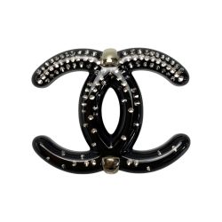 ☆☆ CHANEL シャネル ココーマーク ブローチ  D23S ブラック ピンタイプ Bランク