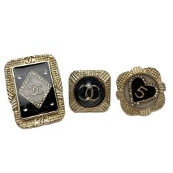 ☆☆ CHANEL シャネル ピンタイプ ブローチ  ココマーク・№5モチーフ ゴールド 3点セット Bランク