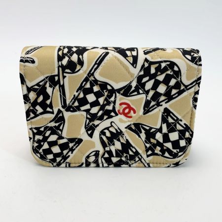  CHANEL シャネル アクセサリーポーチ チェッカーフラッグ ブラック×ゴールド レディース 