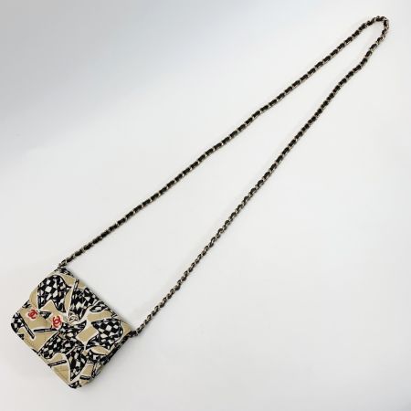  CHANEL シャネル アクセサリーポーチ チェッカーフラッグ ブラック×ゴールド レディース 