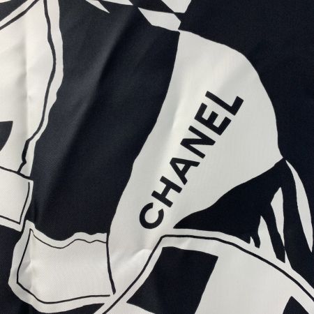 CHANEL シャネル ココマーク ピンク×ブラック×ホワイト 大判スカーフ レディース