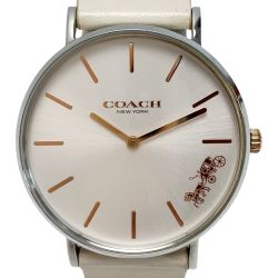 ☆☆ COACH コーチ 腕時計 ペリー シルバーラウンド CA.120.7.14.1594 クォーツ レディース Bランク