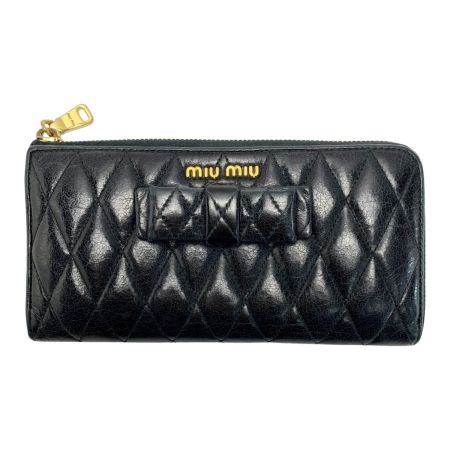  MIU MIU レザー L字ファスナー ブラック 長財布 レディース ゴールド金具