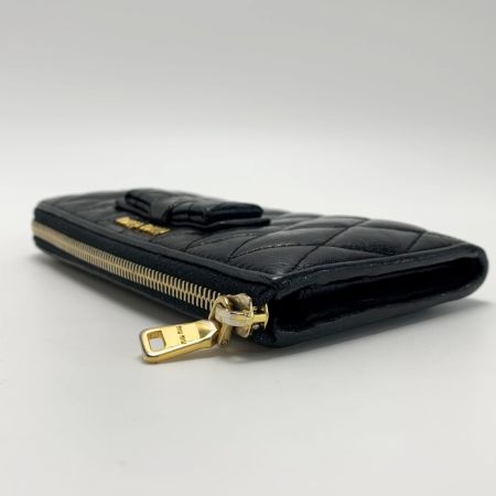  MIU MIU レザー L字ファスナー ブラック 長財布 レディース ゴールド金具