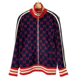 ☆☆ GUCCI グッチ GGジャカード ジャージ ネイビー×レッド  ジャケット アウター Cランク