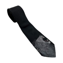 ☆☆ HERMES エルメス ROAAAAAR！ ネクタイ ブラック ライオン シルク100％ Cランク