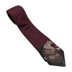 ☆☆ HERMES エルメス ROAAAAAR！ ネクタイ エンジ ライオン シルク100％ Bランク