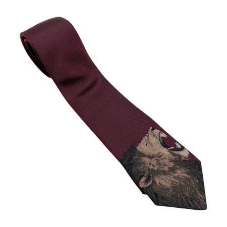  HERMES エルメス ROAAAAAR！ ネクタイ エンジ ライオン シルク100％