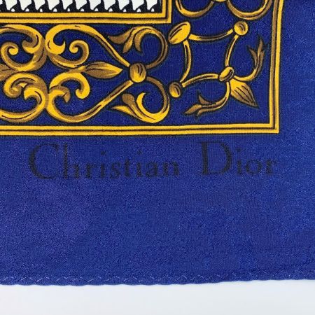  Christian Dior クリスチャンディオール スカーフ ネイビー シルク100％