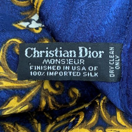  Christian Dior クリスチャンディオール スカーフ ネイビー シルク100％