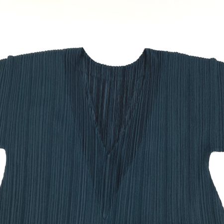  ISSEY MIYAKE イッセイミヤケ PLEATS PLEASE 半袖 チュニック ワンピース PP83-JK182 ダークグリーン サイズ 3 レディース