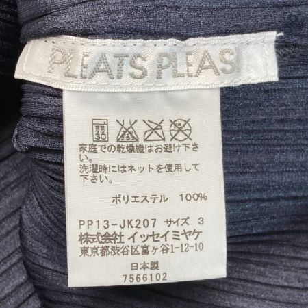  ISSEY MIYAKE イッセイミヤケ PLEATS PLEASE 長袖カットソー PP13-JK207 ダークネイビー サイズ 3 レディース