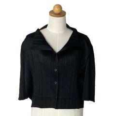  ISSEY MIYAKE イッセイミヤケ PLEATS PLEASE カーディガン PP63-J0642 ブラック サイズ 3 レディース Bランク