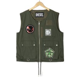 ☆☆ DIESEL ディーゼル キルティングベスト サイズ L カーキ メンズ Bランク