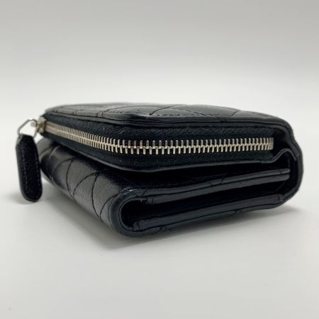  CHANEL シャネル マトラッセキャビアスキン ブラック シルバー金具 3つ折り財布