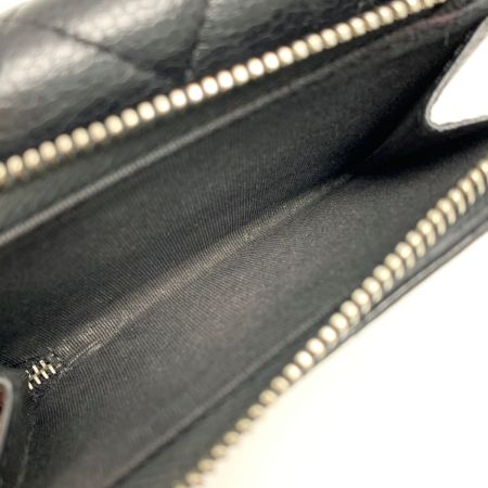 CHANEL シャネル マトラッセキャビアスキン ブラック シルバー金具 3つ折り財布