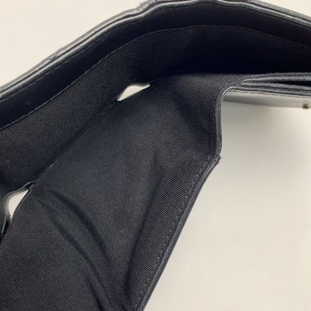 CHANEL シャネル マトラッセキャビアスキン ブラック シルバー金具 3つ折り財布