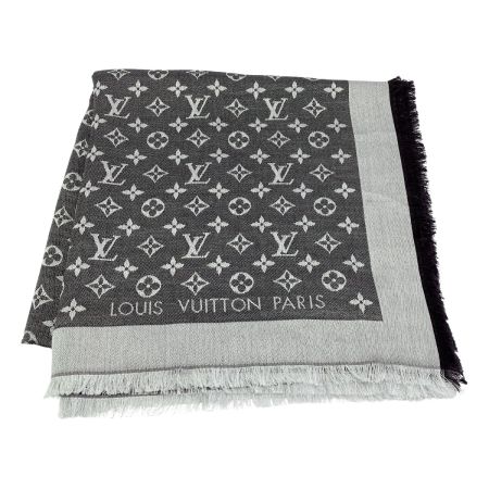  LOUIS VUITTON ルイヴィトン ショール・モノグラム デニム グレー シルク/ウール ストール マフラー