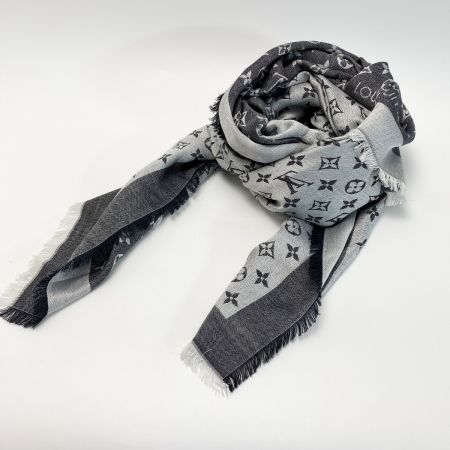  LOUIS VUITTON ルイヴィトン ショール・モノグラム デニム グレー シルク/ウール ストール マフラー
