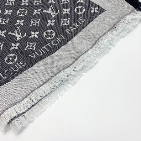  LOUIS VUITTON ルイヴィトン ショール・モノグラム デニム グレー シルク/ウール ストール マフラー
