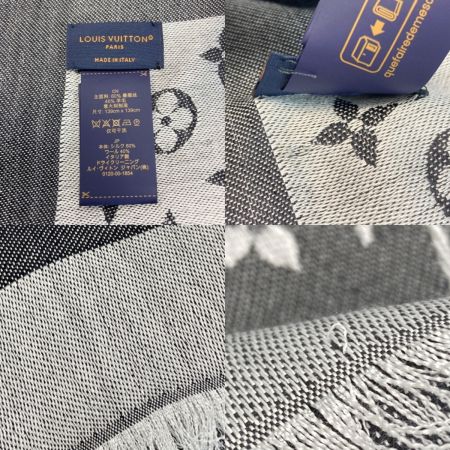  LOUIS VUITTON ルイヴィトン ショール・モノグラム デニム グレー シルク/ウール ストール マフラー