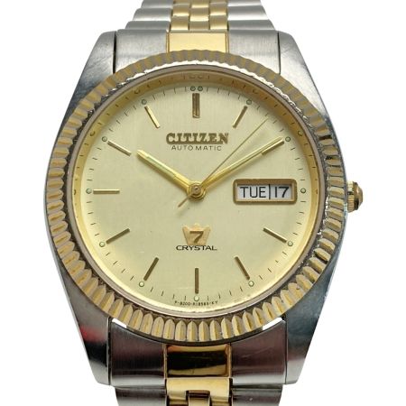  CITIZEN シチズン クリスタル セブン デイデイト SS 4-R02108 ゴールド 自動巻き メンズ 腕時計 CRYSTAL 7
