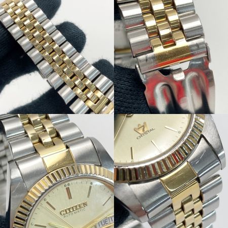  CITIZEN シチズン クリスタル セブン デイデイト SS 4-R02108 ゴールド 自動巻き メンズ 腕時計 CRYSTAL 7