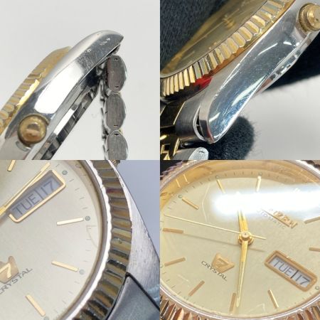  CITIZEN シチズン クリスタル セブン デイデイト SS 4-R02108 ゴールド 自動巻き メンズ 腕時計 CRYSTAL 7