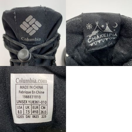  Columbia コロンビア チャケイピア チャッカ オムニヒート スノーブーツ YU8361-010 ブラック SIZE 26cm メンズ