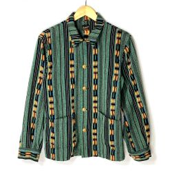☆☆ TENDERLOIN テンダーロイン グアテマラ ネイティブ シャツ ジャケット  グリーン×オレンジ サイズ S メンズ Bランク