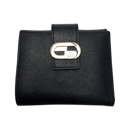  GUCCI グッチ レザー 035･2888 ブラック Wホック財布 シルバー金具 レディース